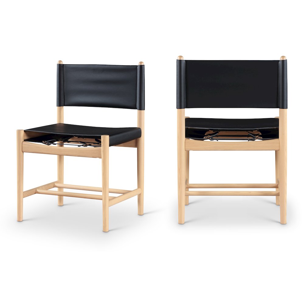 Rawlins Black Vegan Leather Upholstered Dining Chair, Set of 2. Picture 1