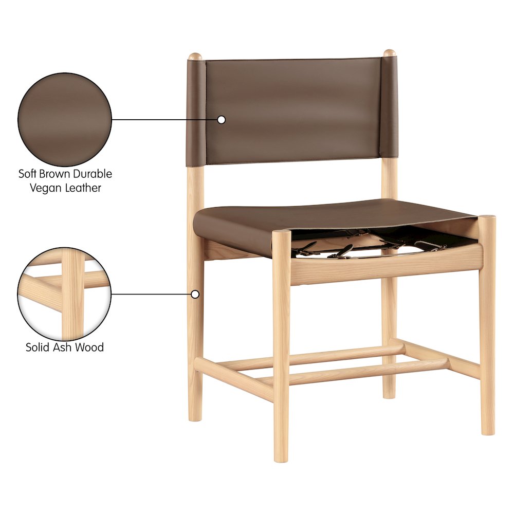 Rawlins Brown Vegan Leather Upholstered Dining Chair, Set of 2. Picture 11