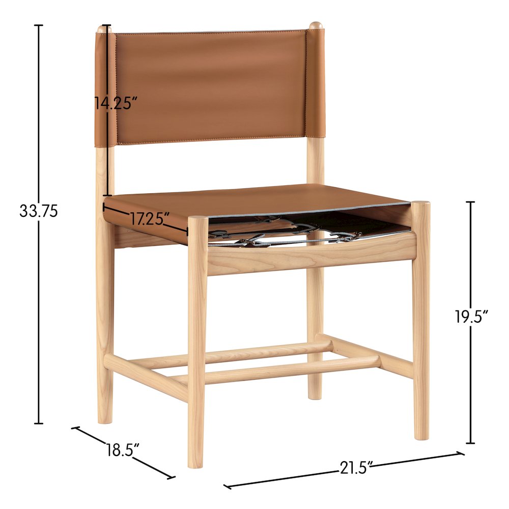Rawlins Cognac Vegan Leather Upholstered Dining Chair, Set of 2. Picture 10