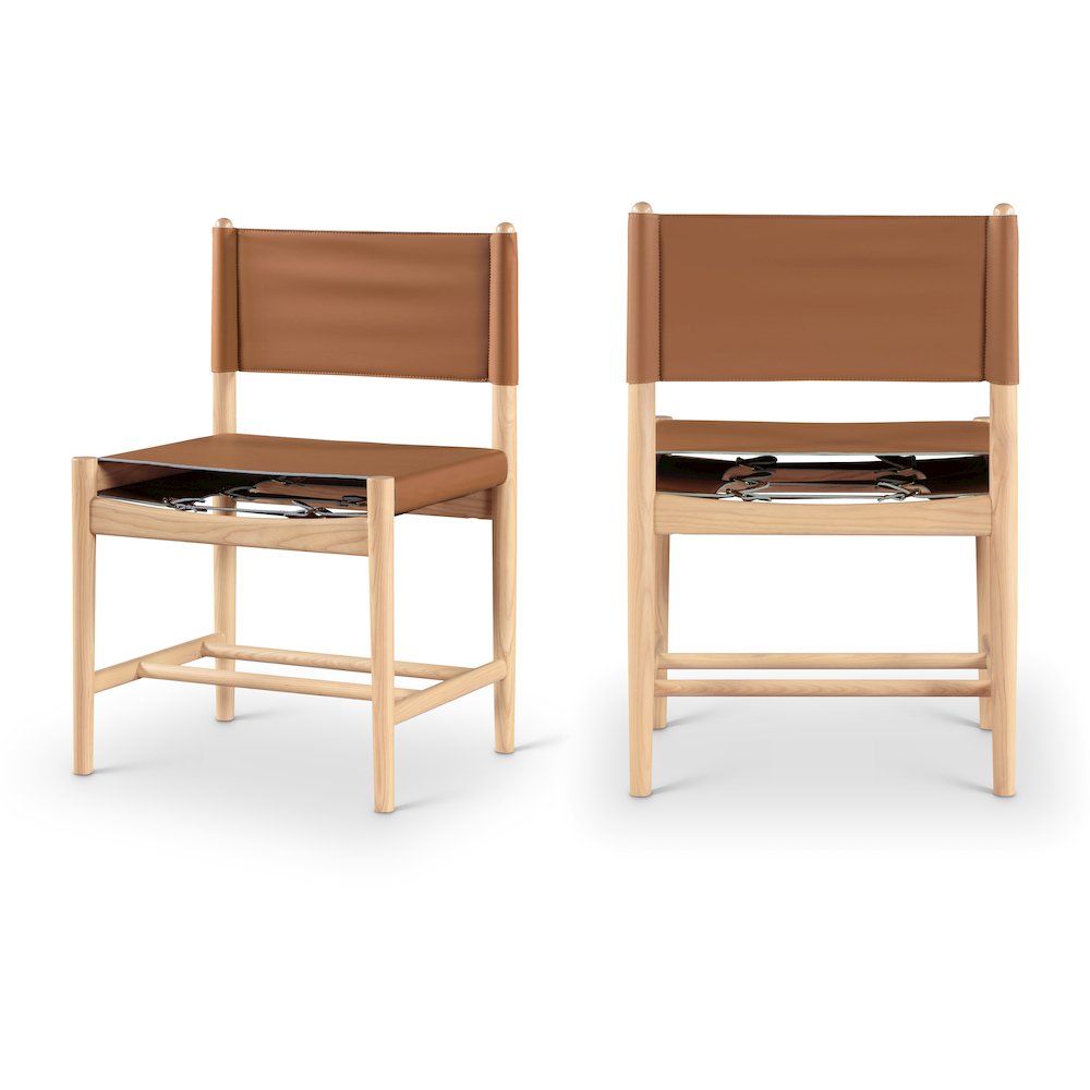 Rawlins Cognac Vegan Leather Upholstered Dining Chair, Set of 2. Picture 1
