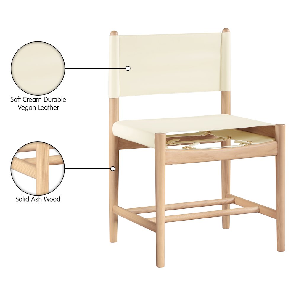 Rawlins Cream Vegan Leather Upholstered Dining Chair, Set of 2. Picture 11