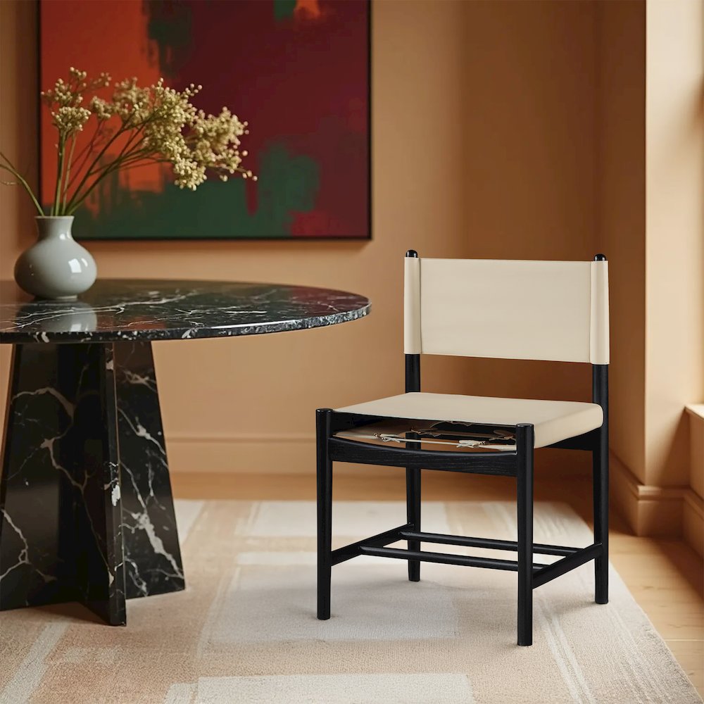 Rawlins Beige Vegan Leather Upholstered Dining Chair, Set of 2. Picture 7