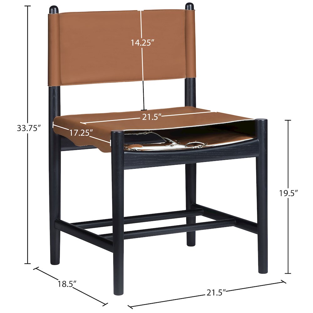 Rawlins Cognac Vegan Leather Upholstered Dining Chair, Set of 2. Picture 11