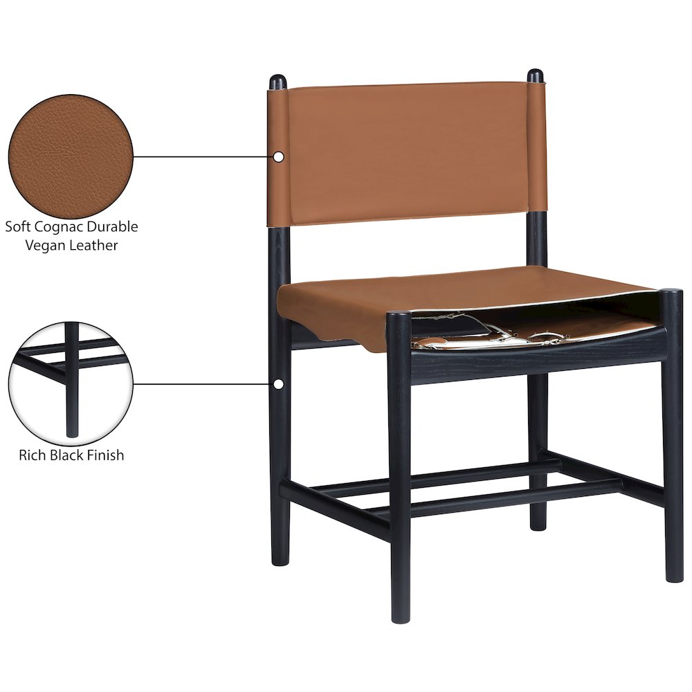 Rawlins Cognac Vegan Leather Upholstered Dining Chair, Set of 2. Picture 12