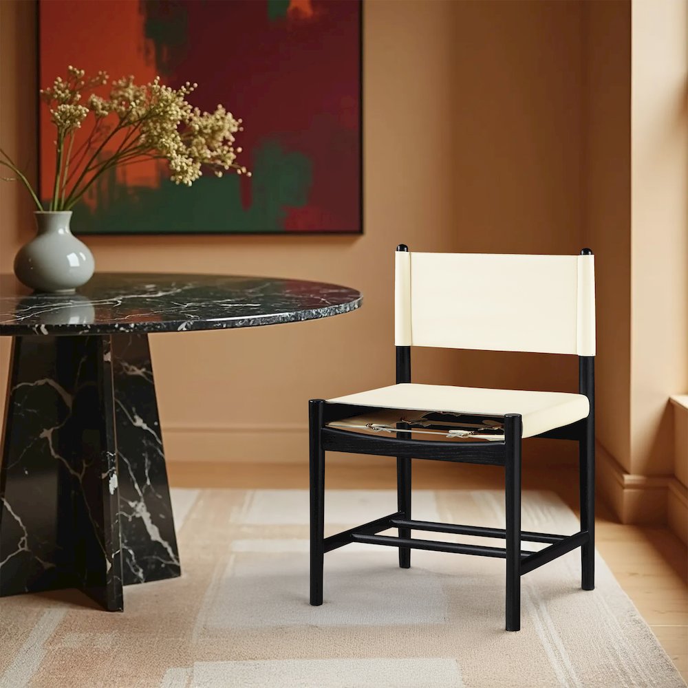 Rawlins Cream Vegan Leather Upholstered Dining Chair, Set of 2. Picture 7