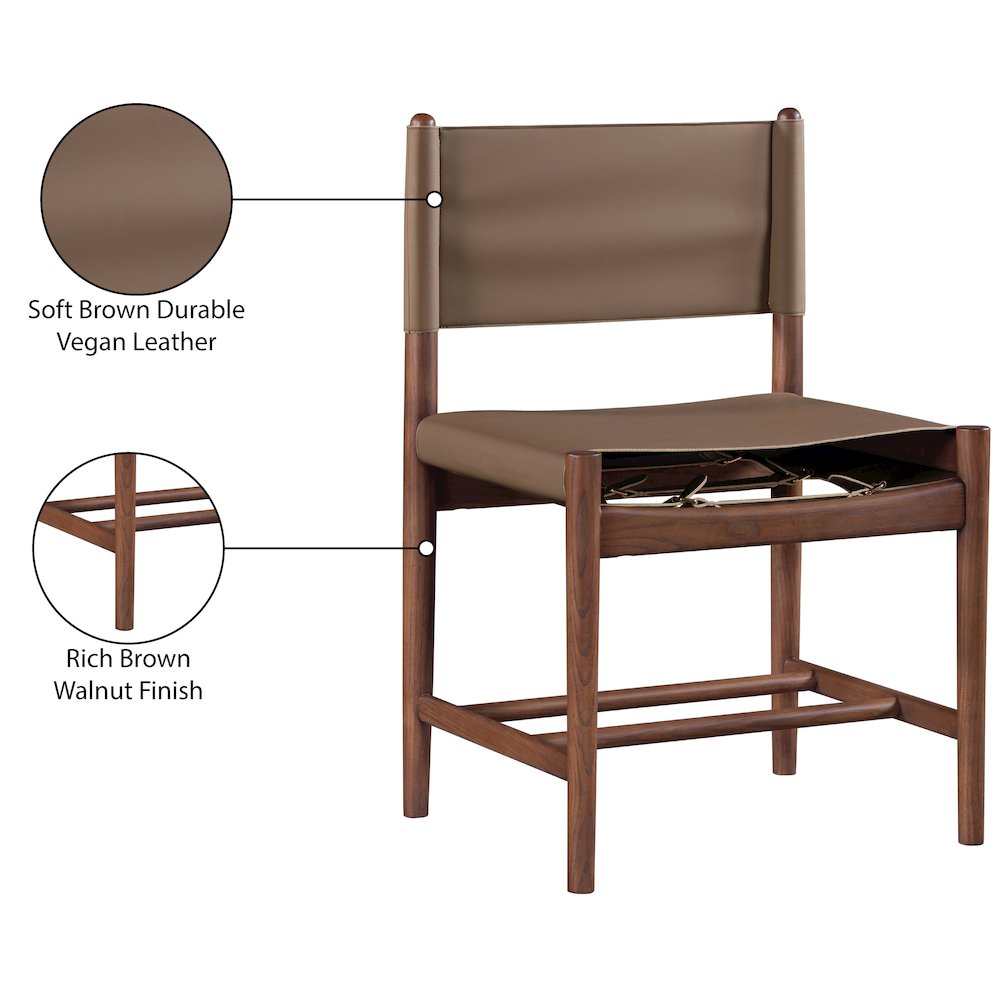 Rawlins Brown Vegan Leather Upholstered Dining Chair, Set of 2. Picture 11