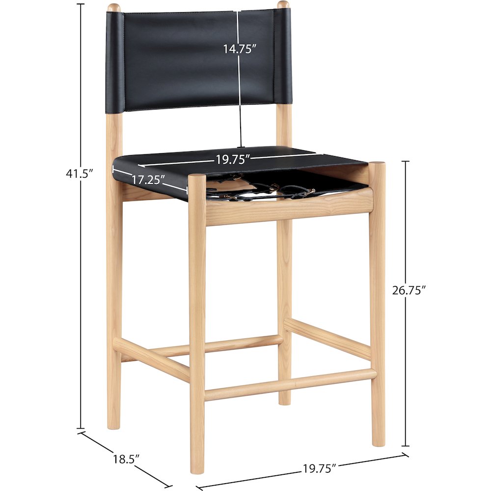 Rawlins Black Vegan Leather Upholstered Counter Stool. Picture 6