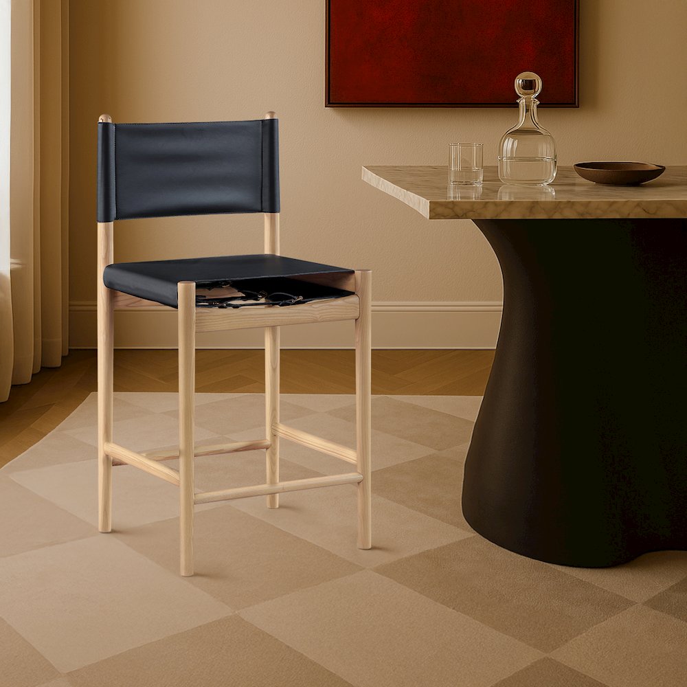 Rawlins Black Vegan Leather Upholstered Counter Stool. Picture 7