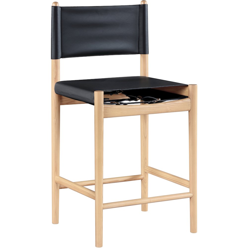 Rawlins Black Vegan Leather Upholstered Counter Stool. Picture 2