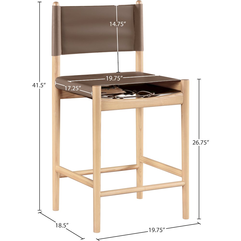 Rawlins Brown Vegan Leather Upholstered Counter Stool. Picture 6