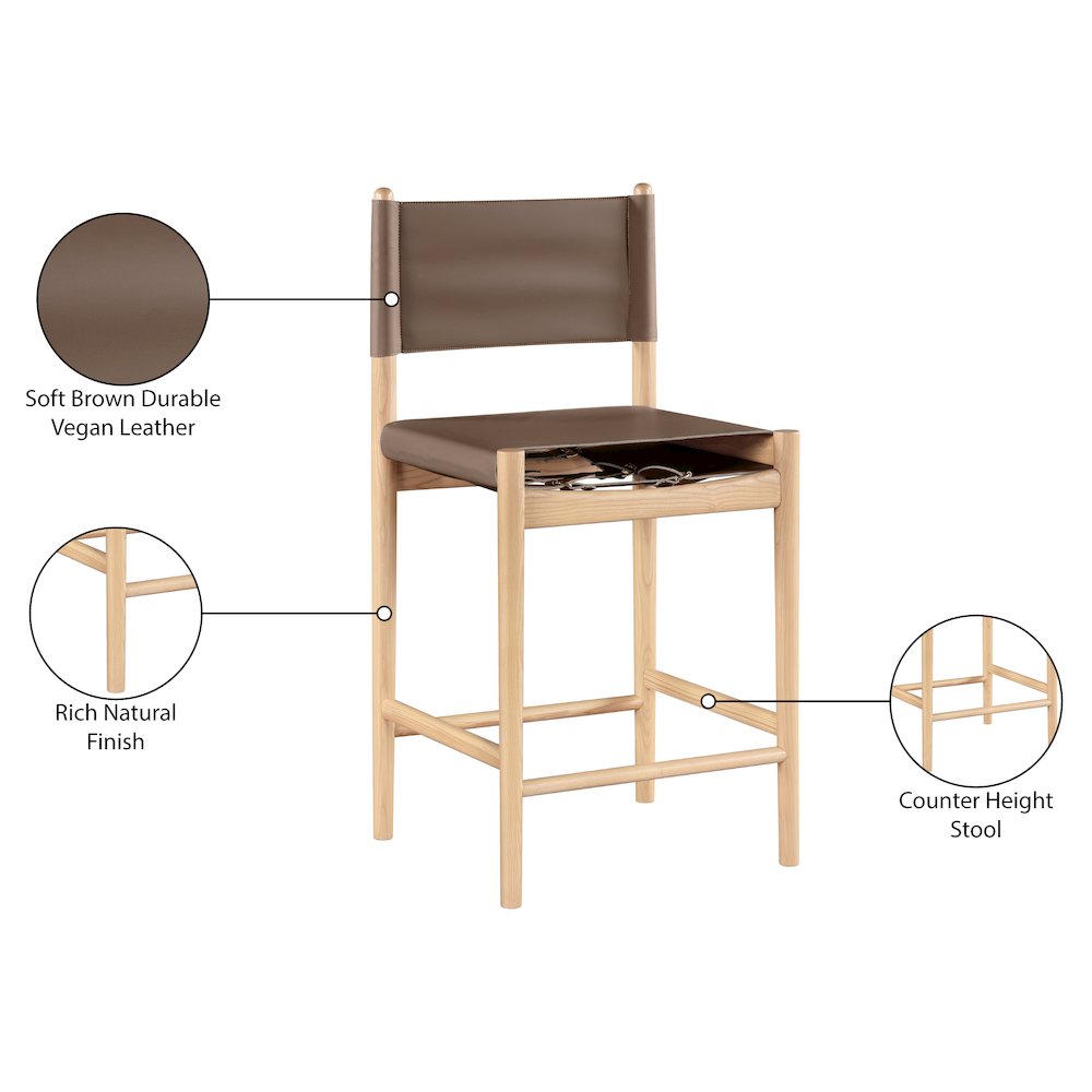 Rawlins Brown Vegan Leather Upholstered Counter Stool. Picture 9