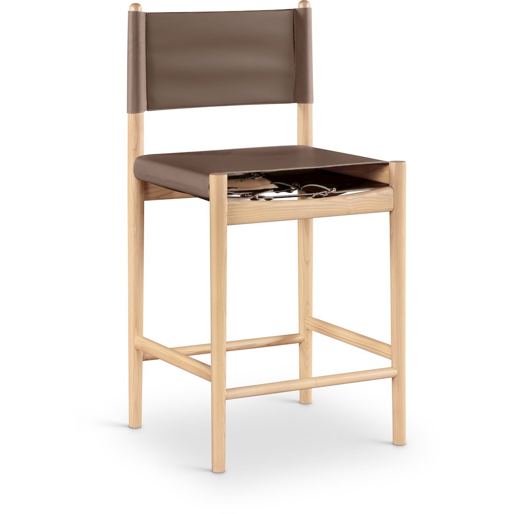Rawlins Brown Vegan Leather Upholstered Counter Stool. Picture 1