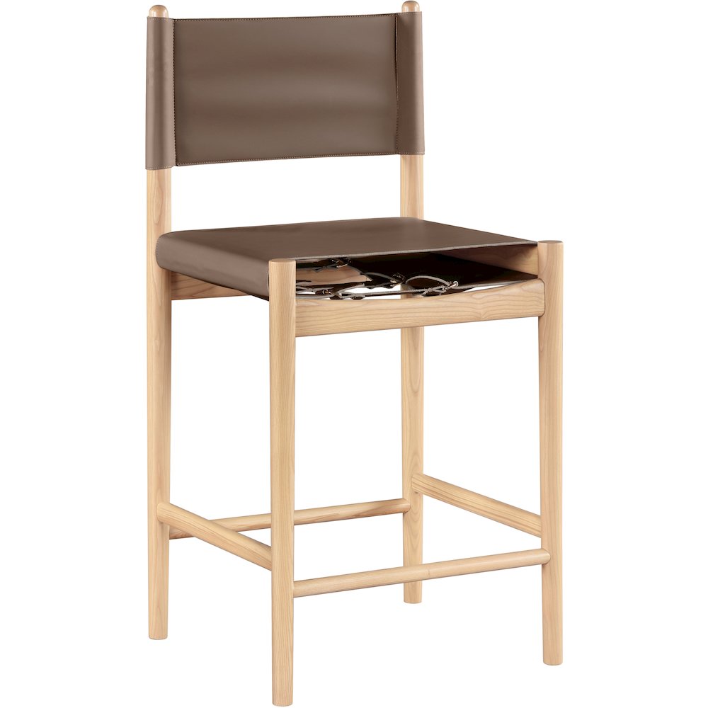 Rawlins Brown Vegan Leather Upholstered Counter Stool. Picture 2