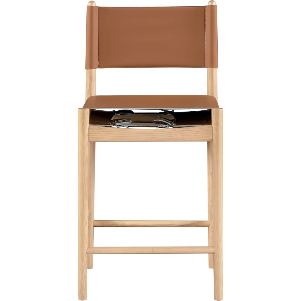 Rawlins Cognac Vegan Leather Upholstered Counter Stool. Picture 8