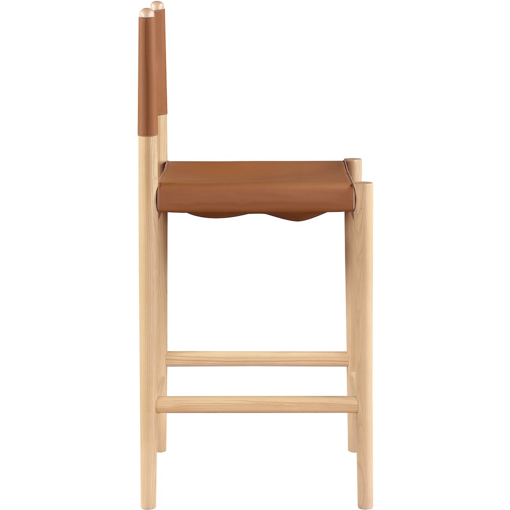 Rawlins Cognac Vegan Leather Upholstered Counter Stool. Picture 3