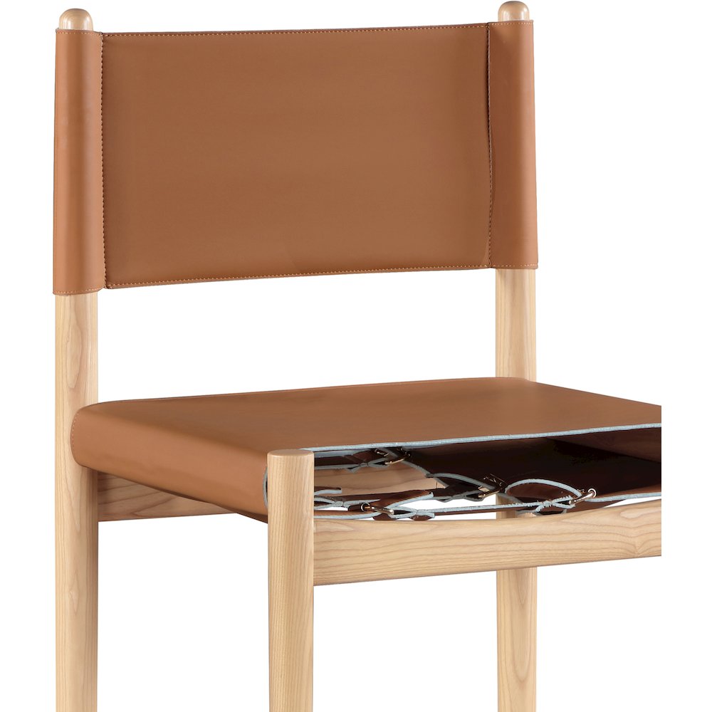 Rawlins Cognac Vegan Leather Upholstered Counter Stool. Picture 4