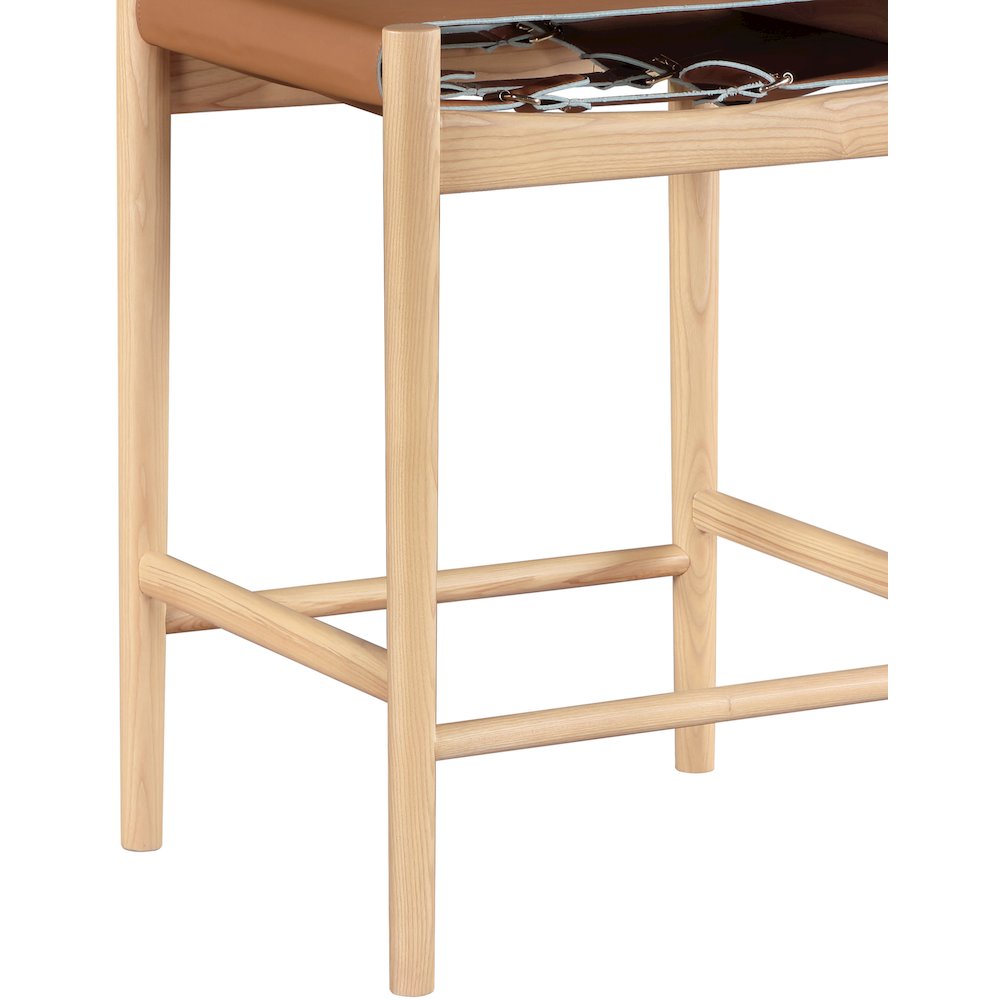 Rawlins Cognac Vegan Leather Upholstered Counter Stool. Picture 5