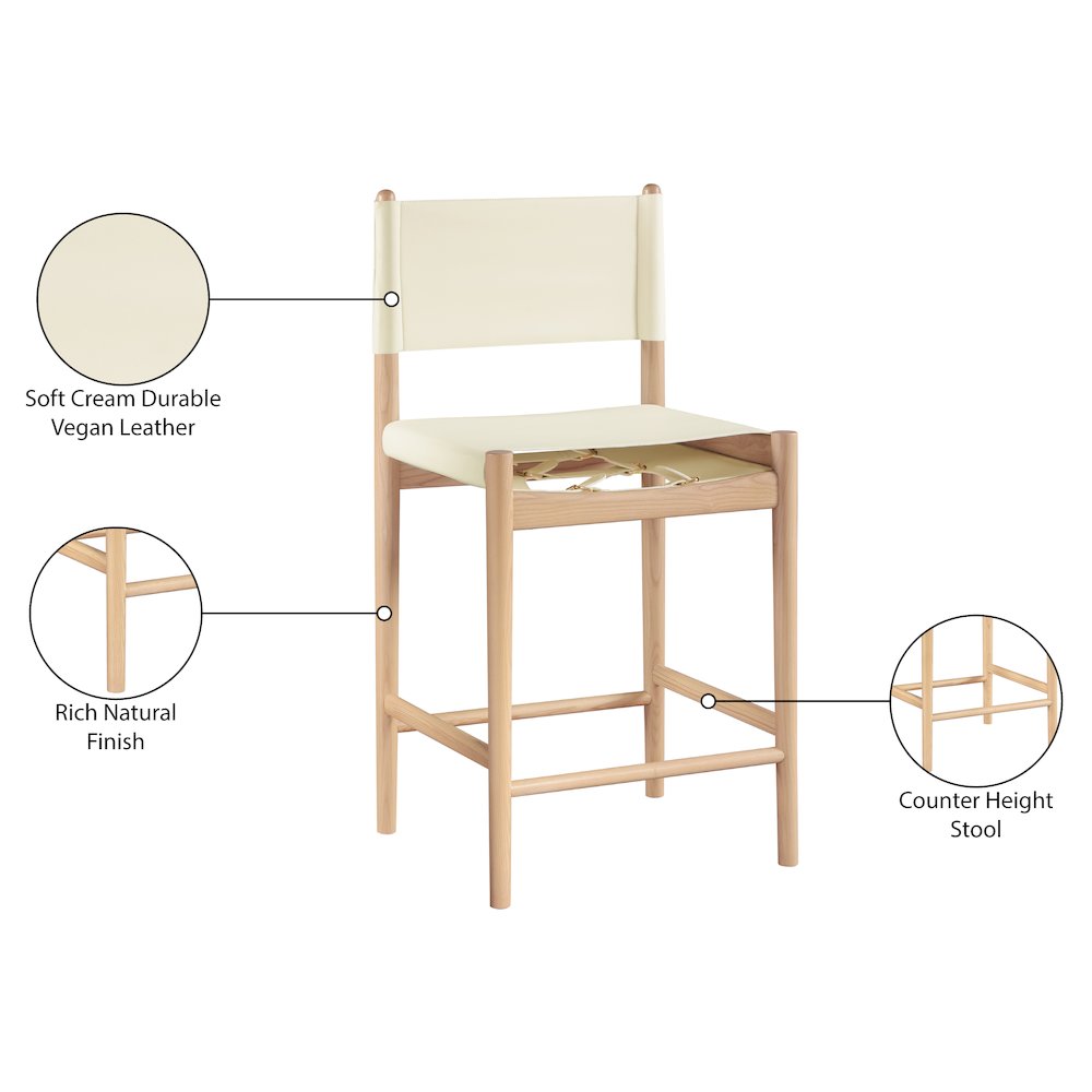 Rawlins Cream Vegan Leather Upholstered Counter Stool. Picture 9