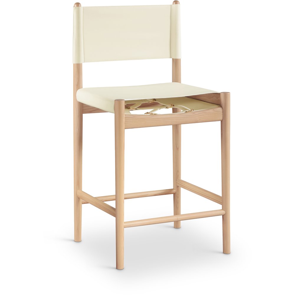 Rawlins Cream Vegan Leather Upholstered Counter Stool. Picture 1