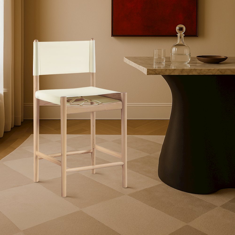 Rawlins Cream Vegan Leather Upholstered Counter Stool. Picture 7