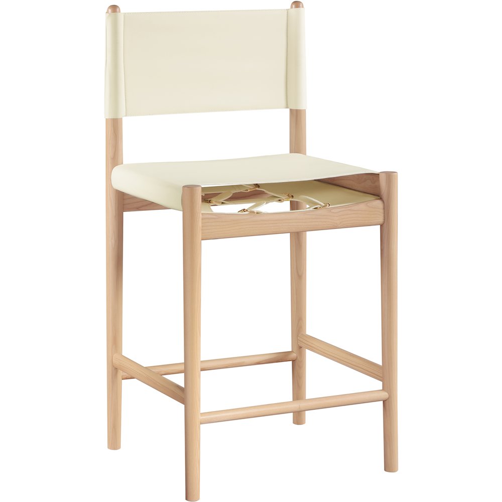 Rawlins Cream Vegan Leather Upholstered Counter Stool. Picture 2
