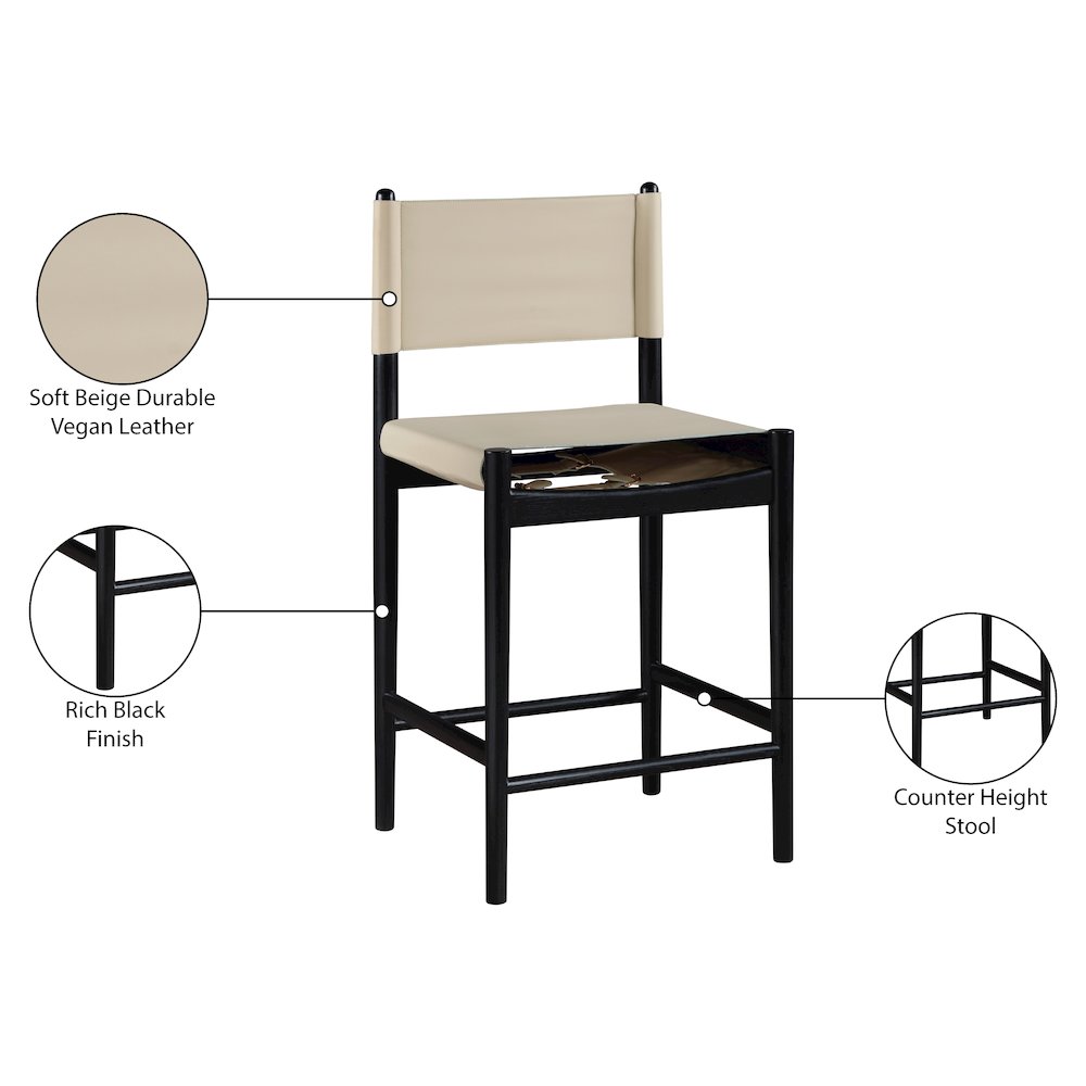 Rawlins Beige Vegan Leather Upholstered Counter Stool. Picture 9