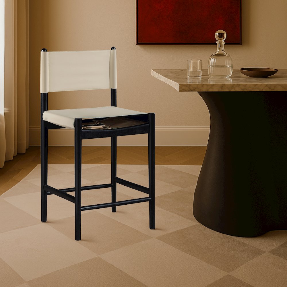 Rawlins Beige Vegan Leather Upholstered Counter Stool. Picture 7