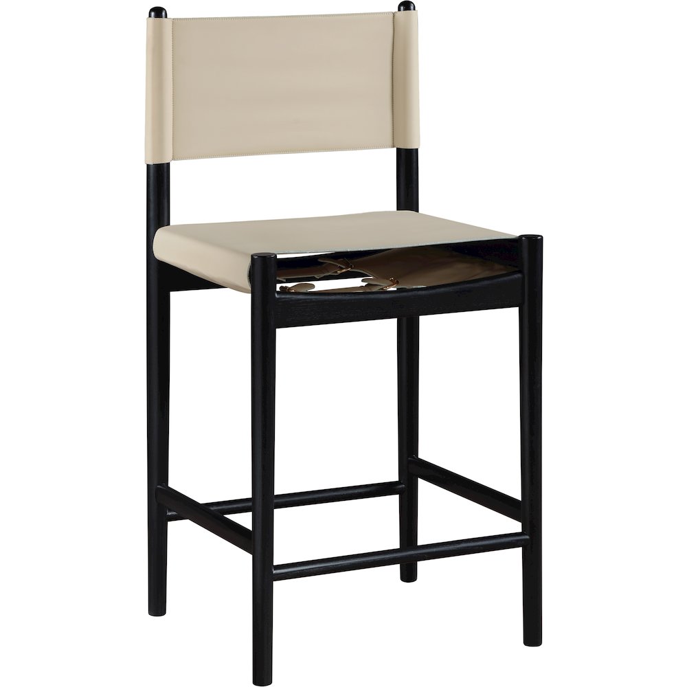 Rawlins Beige Vegan Leather Upholstered Counter Stool. Picture 2