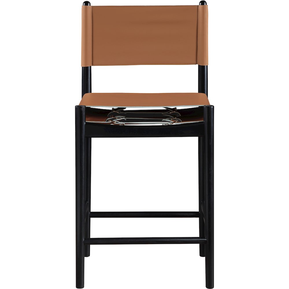 Rawlins Cognac Vegan Leather Upholstered Counter Stool. Picture 8