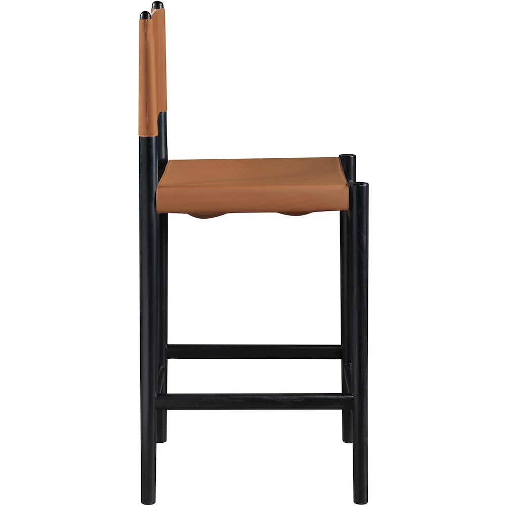 Rawlins Cognac Vegan Leather Upholstered Counter Stool. Picture 3