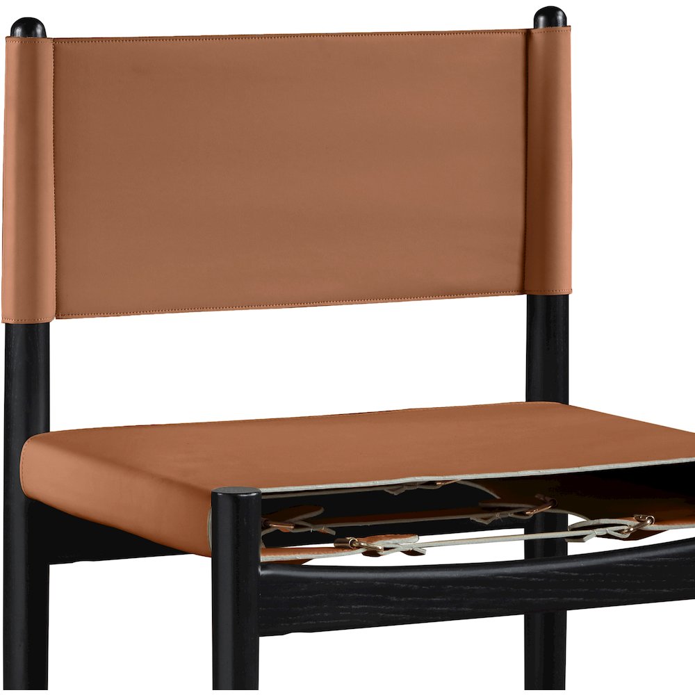 Rawlins Cognac Vegan Leather Upholstered Counter Stool. Picture 4