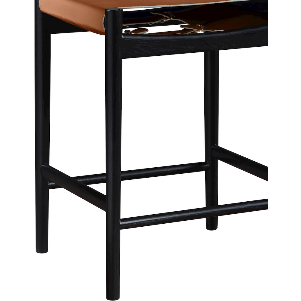Rawlins Cognac Vegan Leather Upholstered Counter Stool. Picture 5