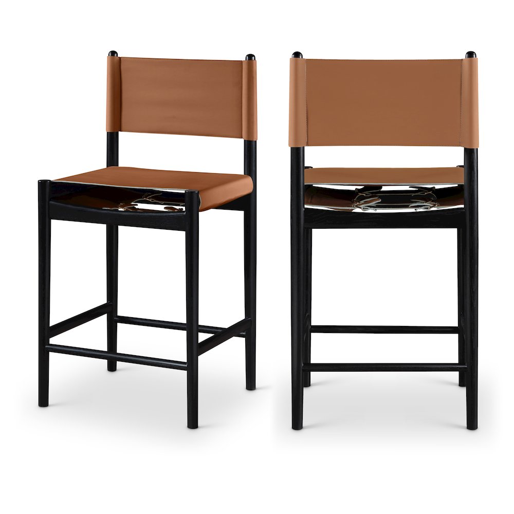 Rawlins Cognac Vegan Leather Upholstered Counter Stool. Picture 10