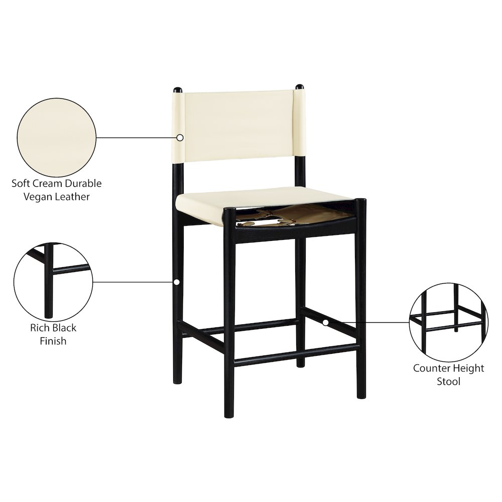 Rawlins Cream Vegan Leather Upholstered Counter Stool. Picture 9