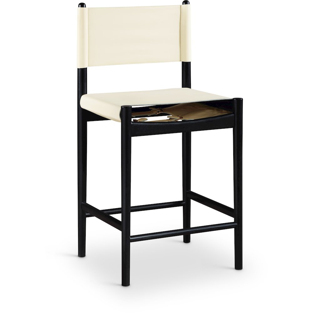 Rawlins Cream Vegan Leather Upholstered Counter Stool. Picture 1