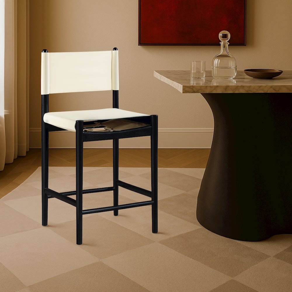 Rawlins Cream Vegan Leather Upholstered Counter Stool. Picture 7