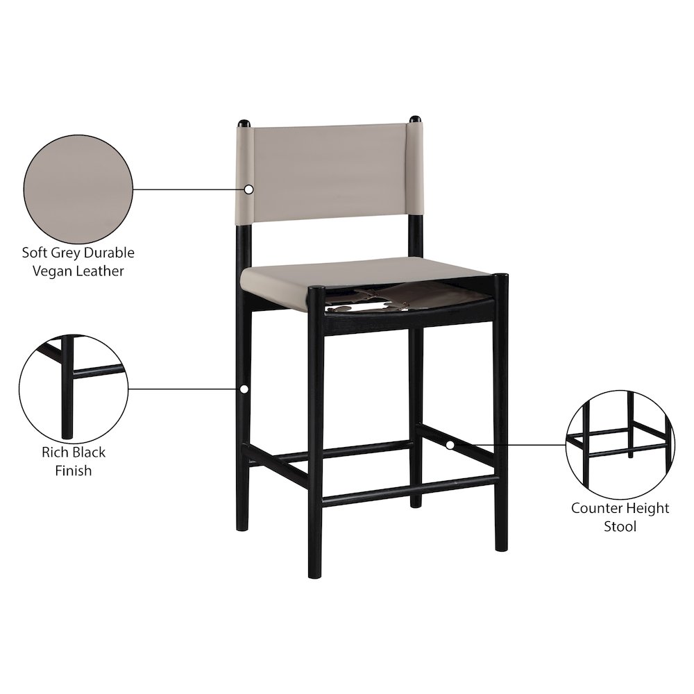 Rawlins Taupe Vegan Leather Upholstered Counter Stool. Picture 9