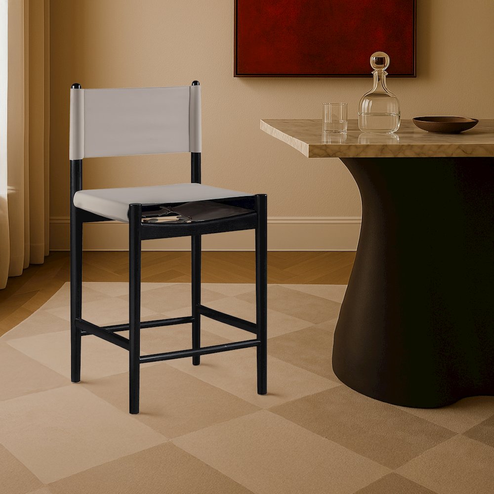 Rawlins Taupe Vegan Leather Upholstered Counter Stool. Picture 7