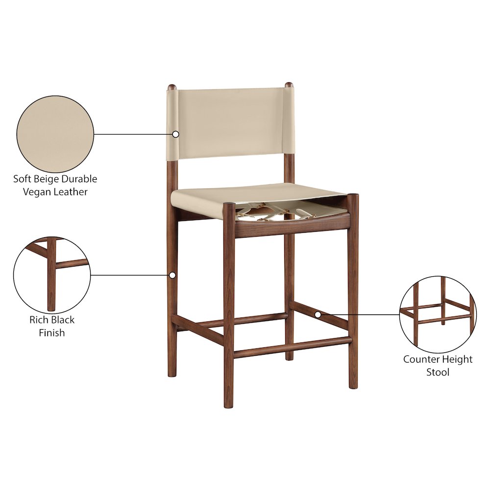 Rawlins Beige Vegan Leather Upholstered Counter Stool. Picture 9