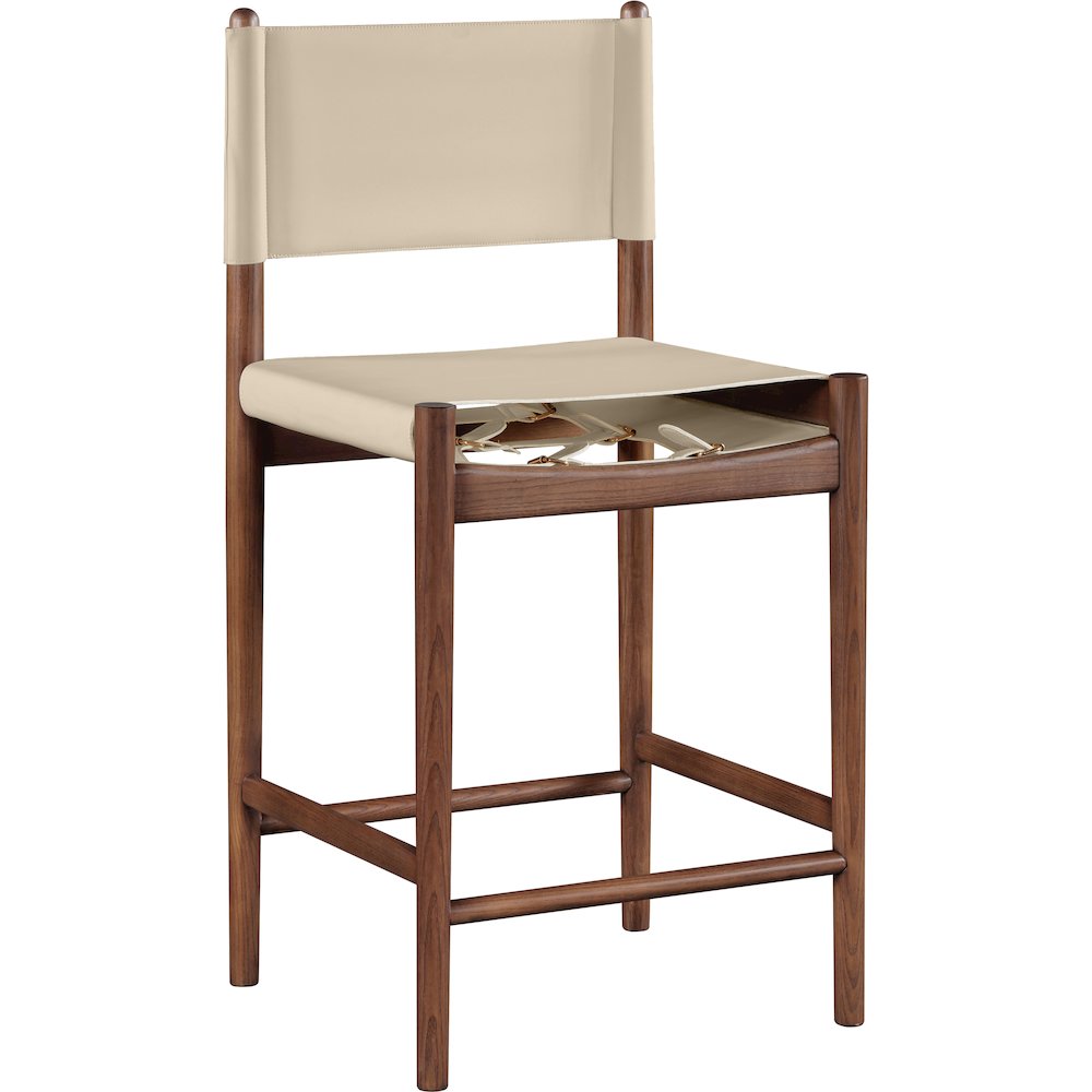 Rawlins Beige Vegan Leather Upholstered Counter Stool. Picture 2