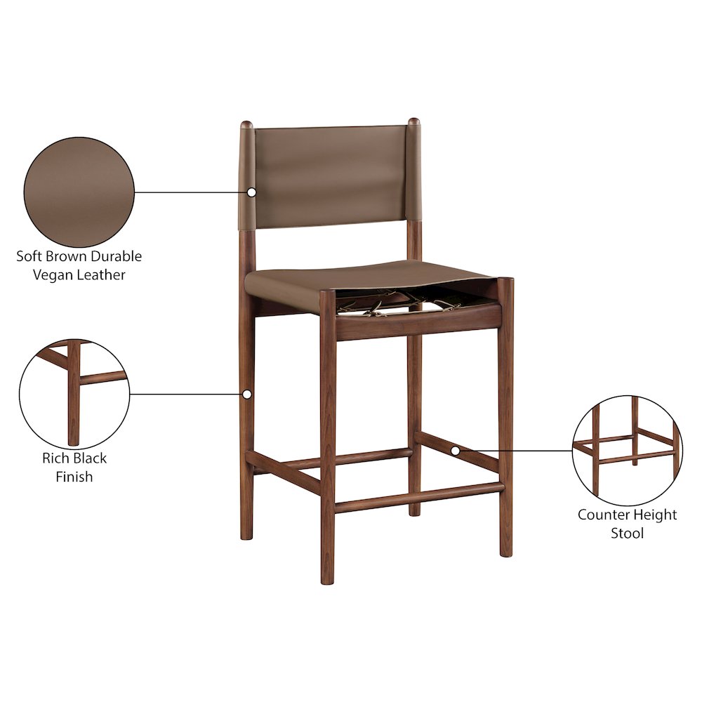 Rawlins Brown Vegan Leather Upholstered Counter Stool. Picture 9