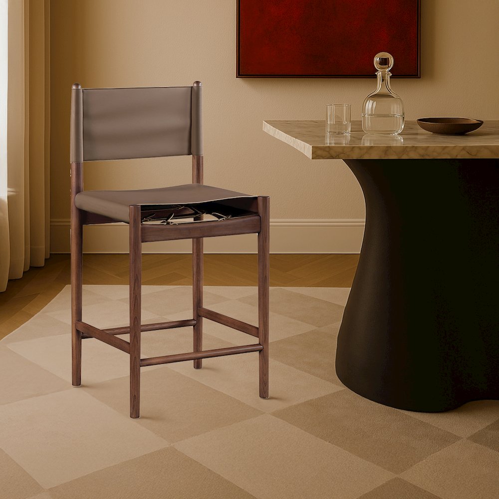 Rawlins Brown Vegan Leather Upholstered Counter Stool. Picture 7