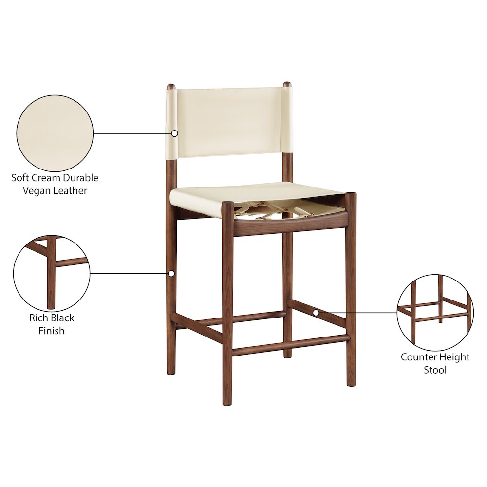 Rawlins Cream Vegan Leather Upholstered Counter Stool. Picture 9