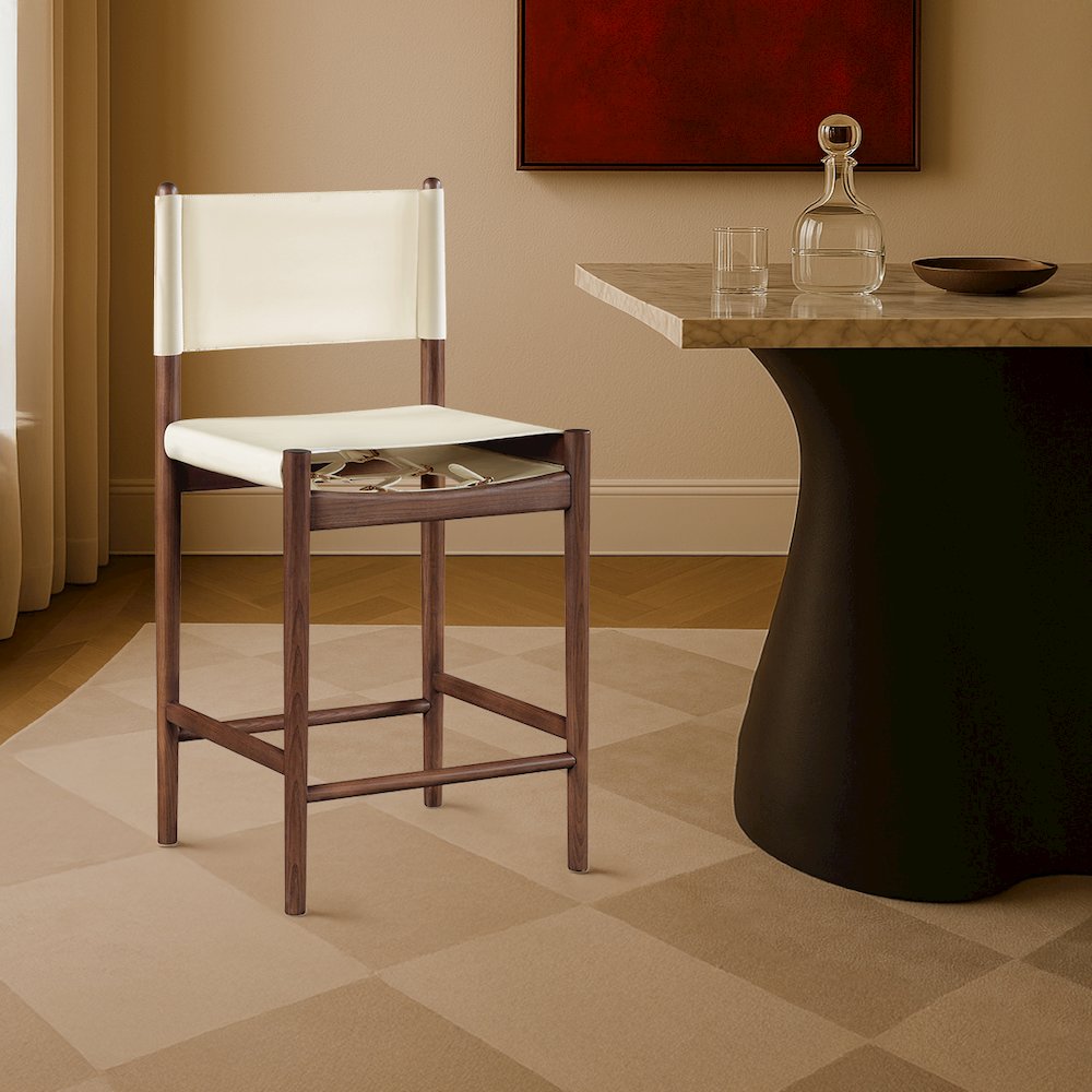 Rawlins Cream Vegan Leather Upholstered Counter Stool. Picture 7