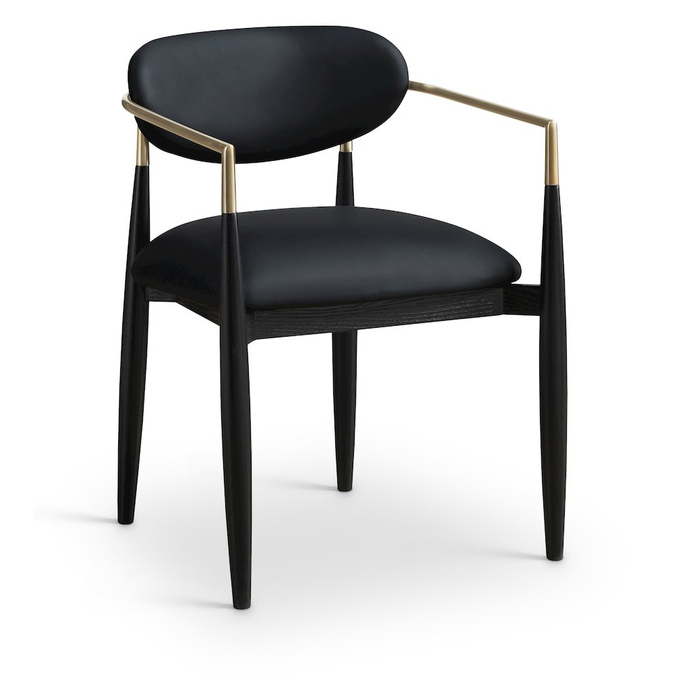 Riccio Black Vegan Leather Upholstered Dining Arm Chair, Set of 2. Picture 2