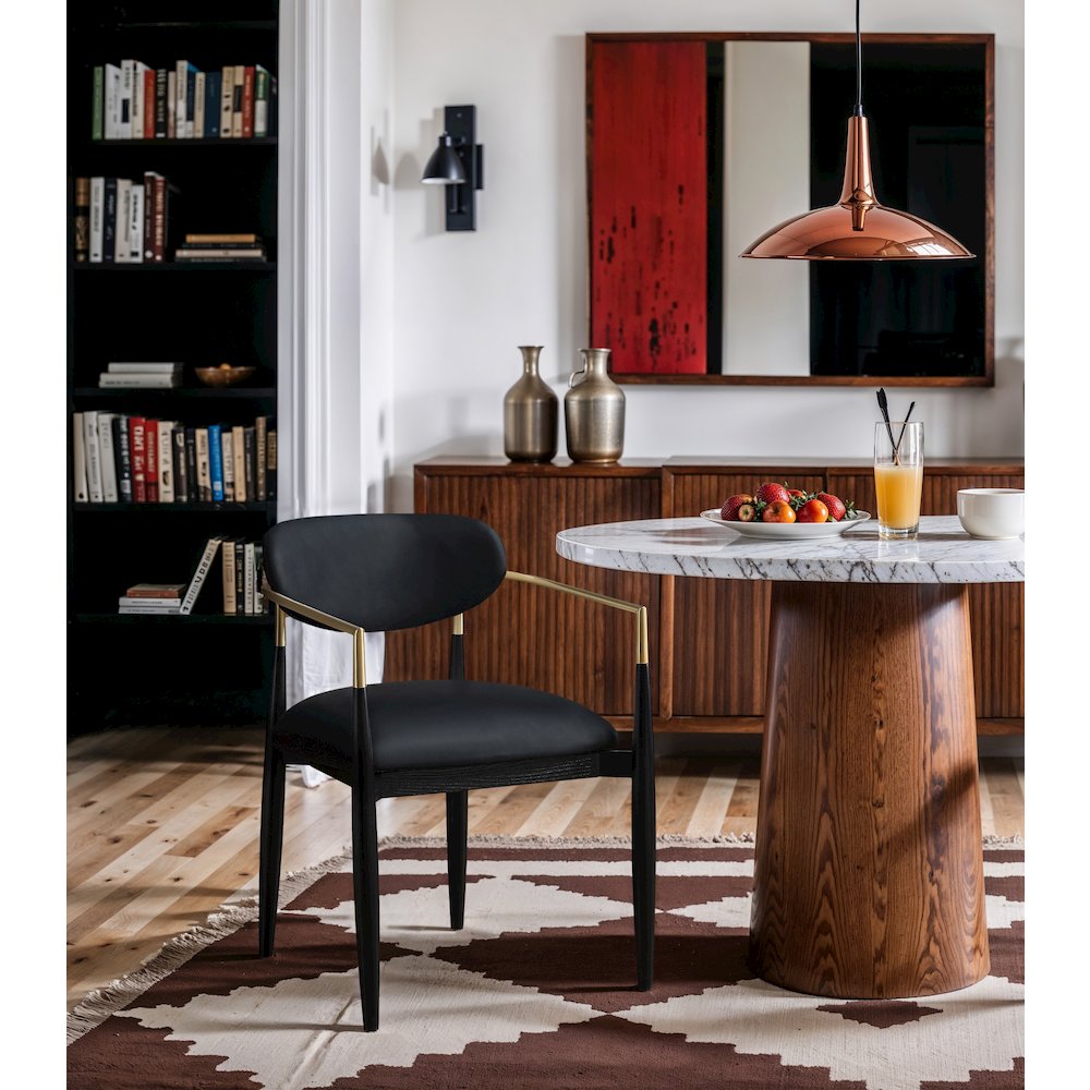 Riccio Black Vegan Leather Upholstered Dining Arm Chair, Set of 2. Picture 7