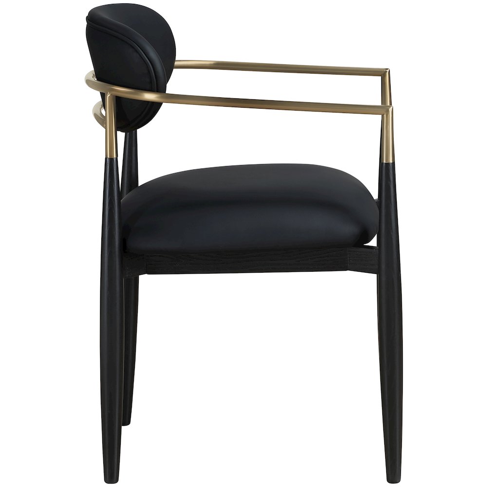Riccio Black Vegan Leather Upholstered Dining Arm Chair, Set of 2. Picture 3