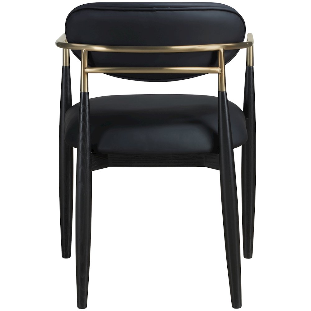 Riccio Black Vegan Leather Upholstered Dining Arm Chair, Set of 2. Picture 4