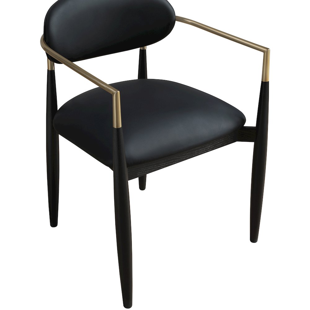 Riccio Black Vegan Leather Upholstered Dining Arm Chair, Set of 2. Picture 5