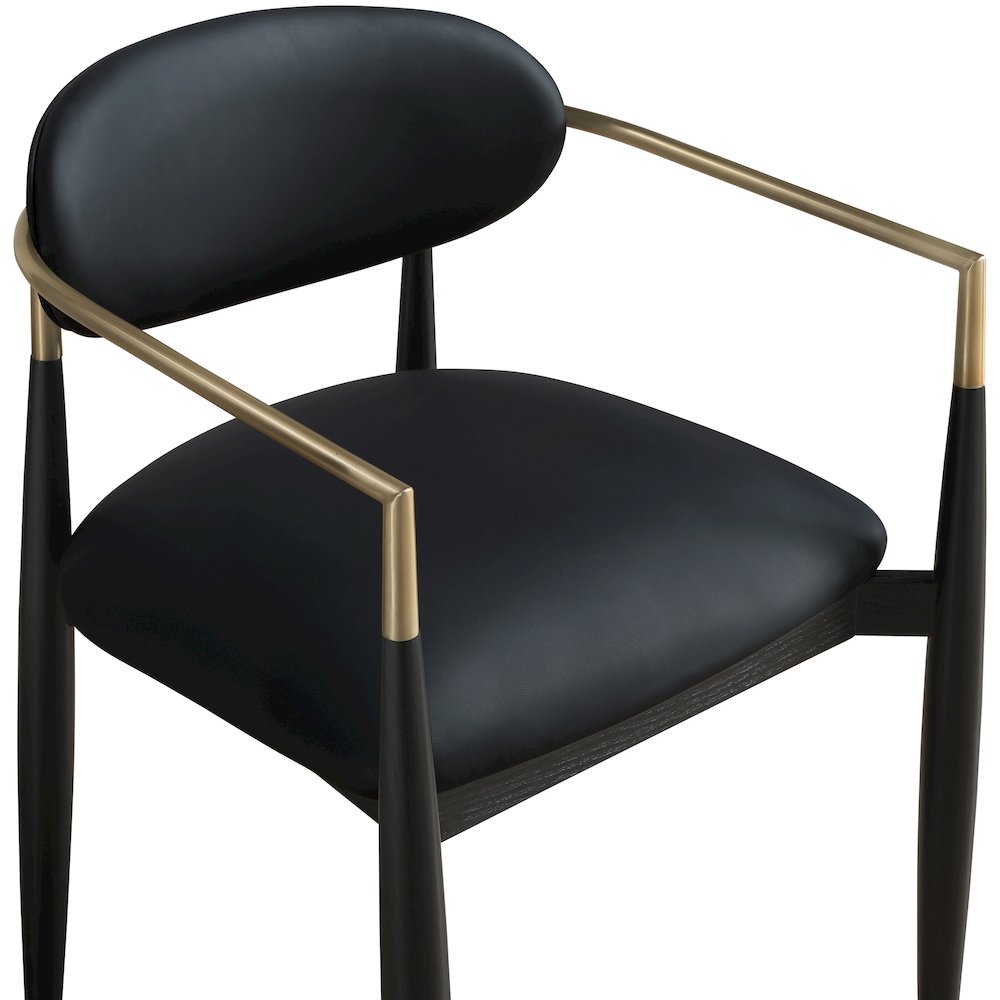 Riccio Black Vegan Leather Upholstered Dining Arm Chair, Set of 2. Picture 6